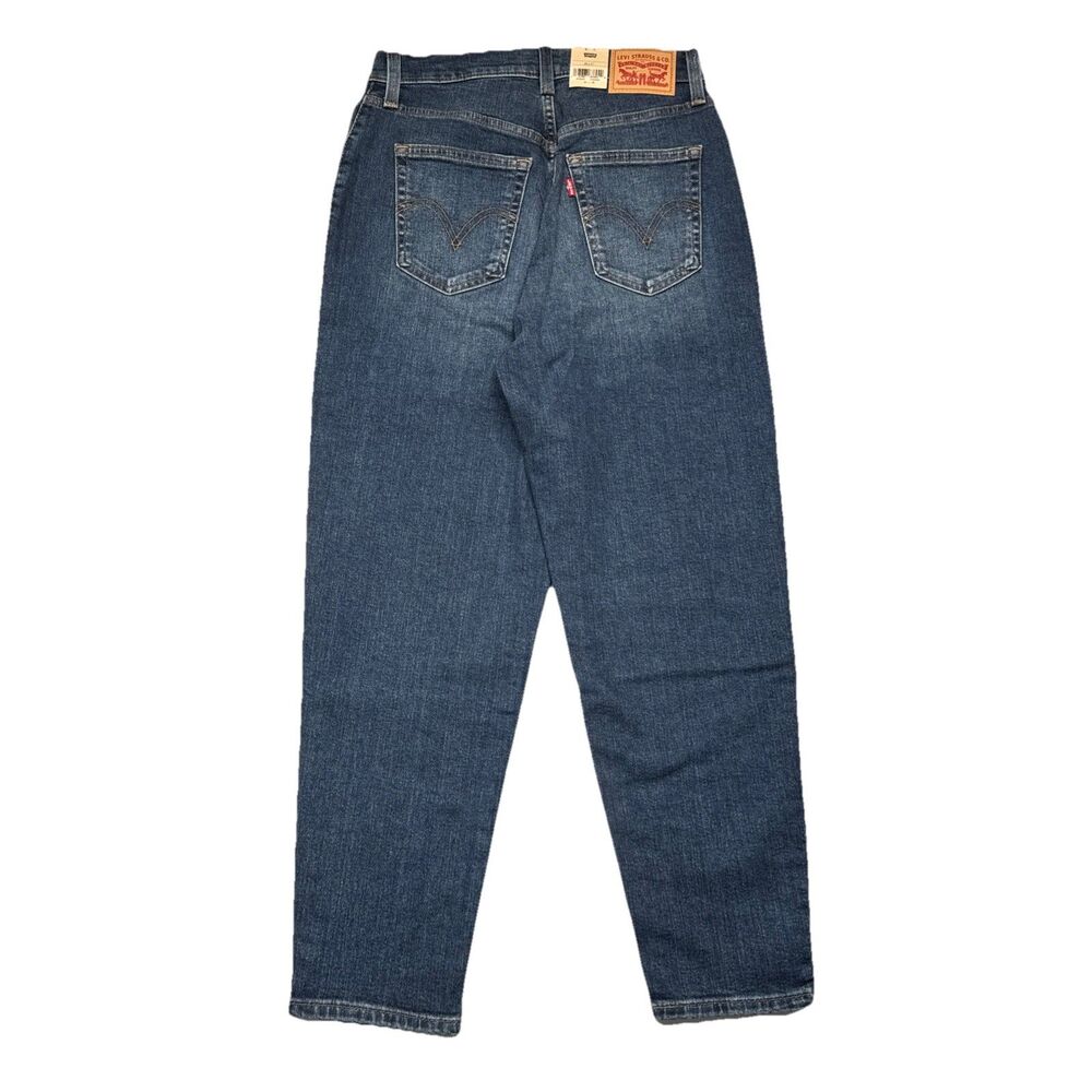 Levi’s High Waisted Mom Jeans 28 (28x26) Blue Tapered Denim Stretch Womens NWT - Picture 3 of 13